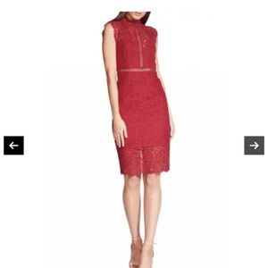 Bardot Red Lace Midi Dress